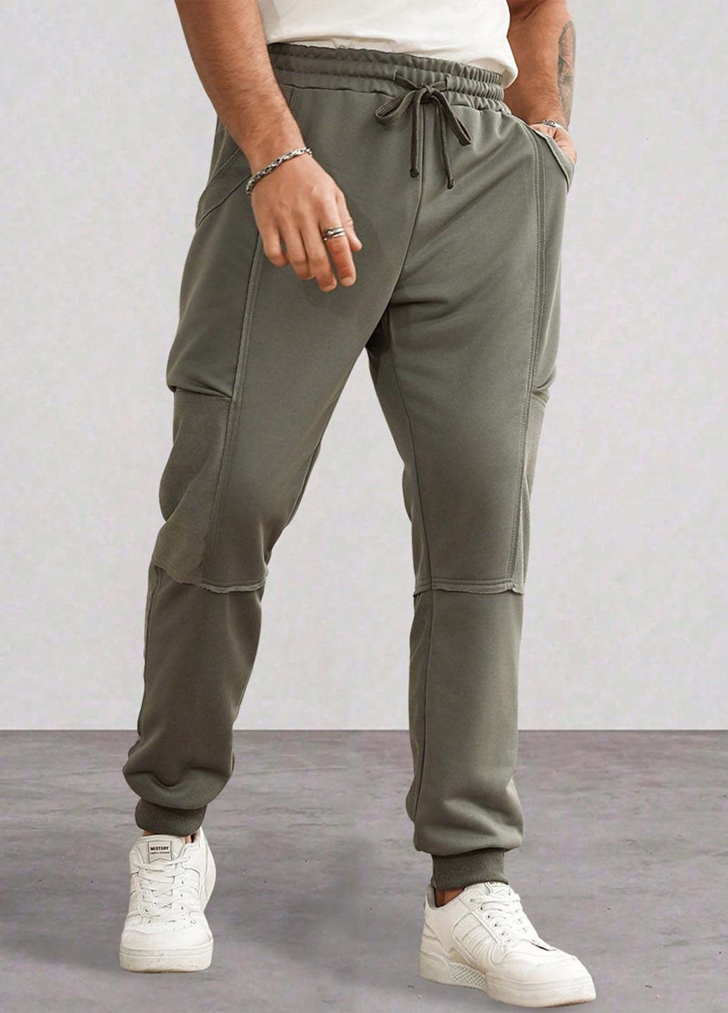 Зеленые спортивные, кэжуал демисезонные джоггеры брюки SHEIN