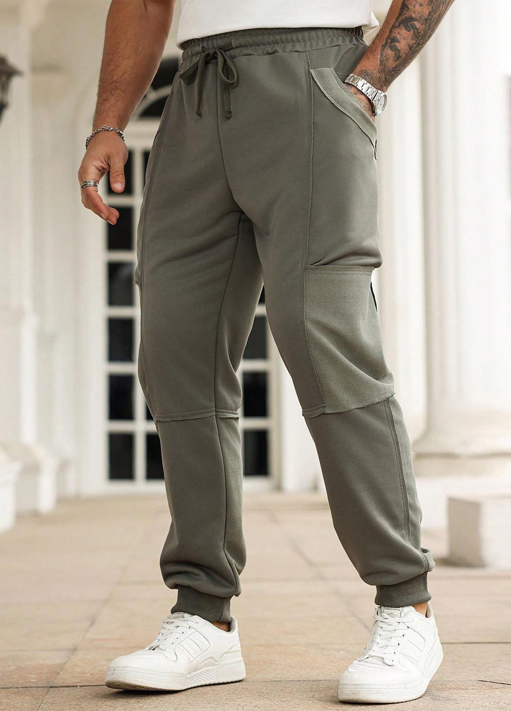 Зеленые спортивные, кэжуал демисезонные джоггеры брюки SHEIN