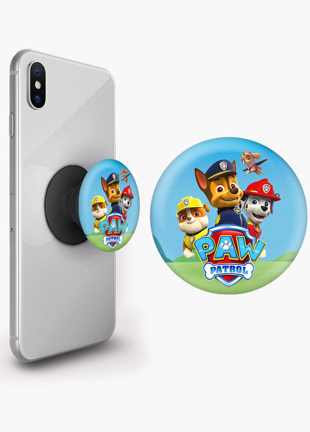 Попсокет (Popsockets) тримач для смартфону Щенячий патруль (PAW Patrol) (8754-1606) Чорний MobiPrint (216748319)