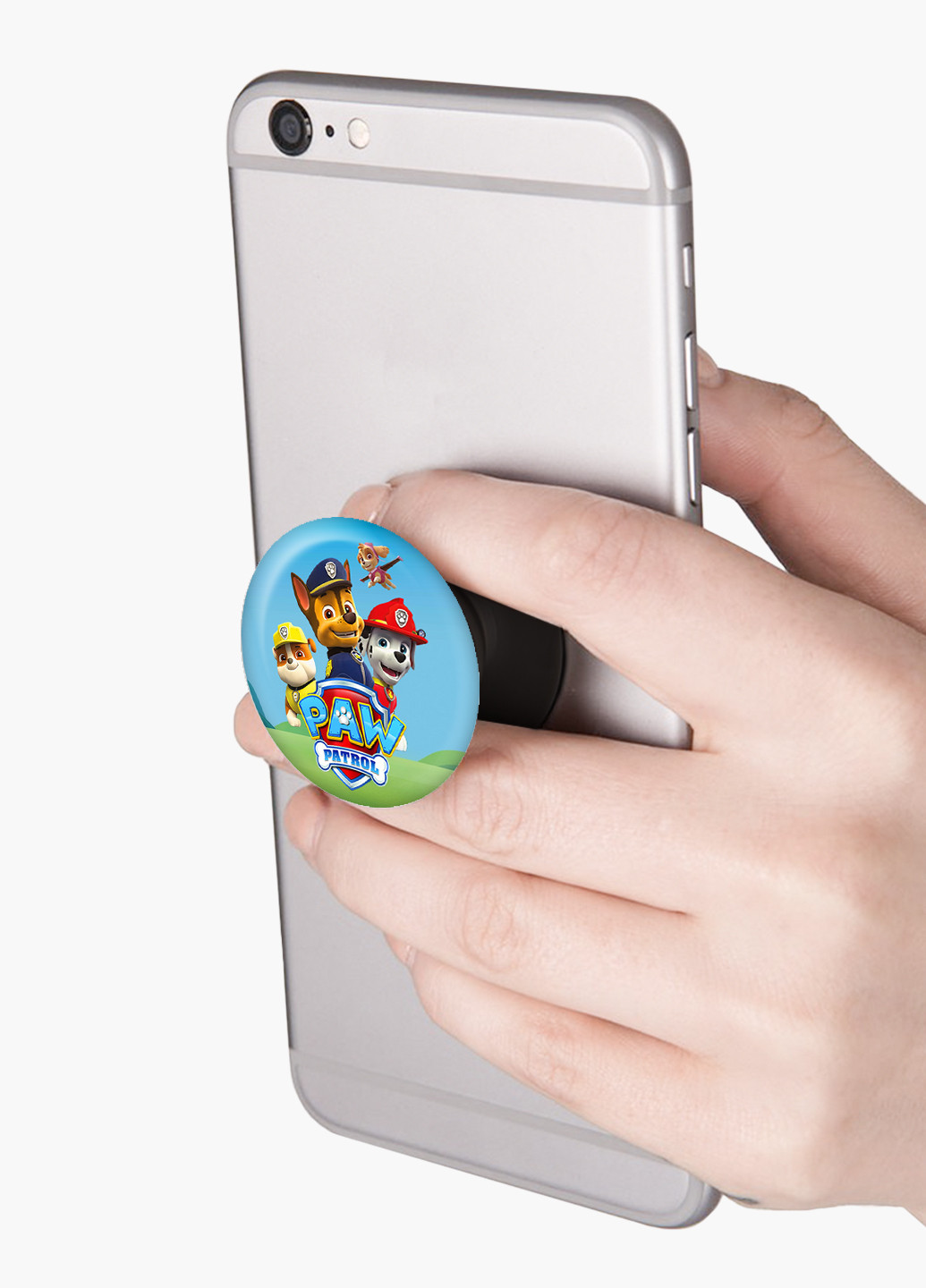 Попсокет (Popsockets) тримач для смартфону Щенячий патруль (PAW Patrol) (8754-1606) Чорний MobiPrint (216748319)