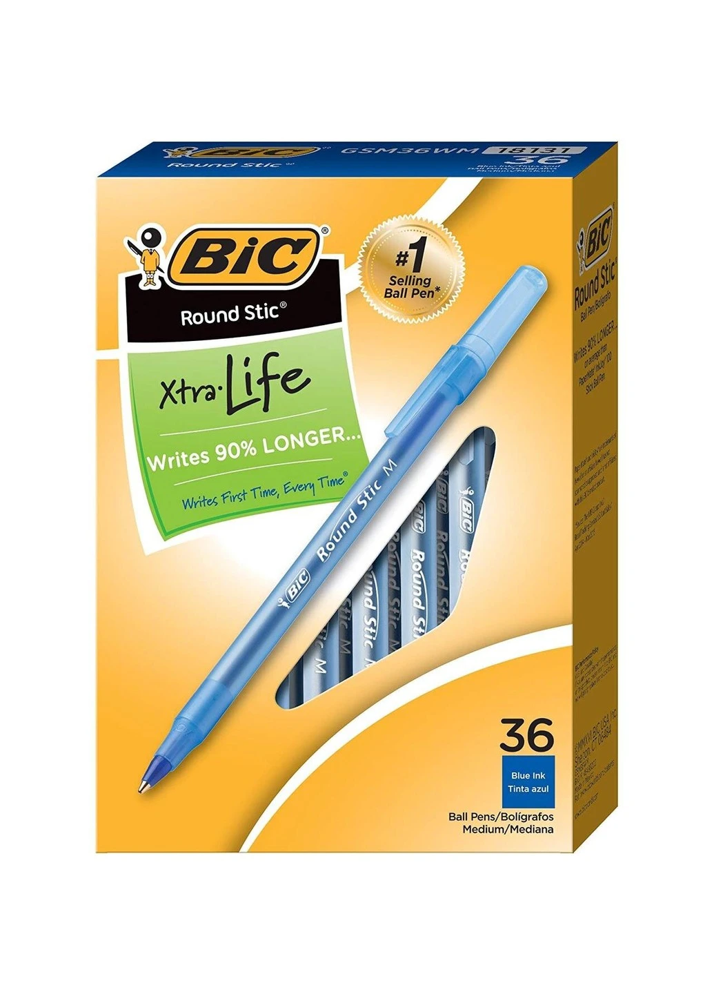 Набір кулькових ручок 36 шт. Round Stic Xtra Life Синя масляна (RBP36BL) Bic (255254396)