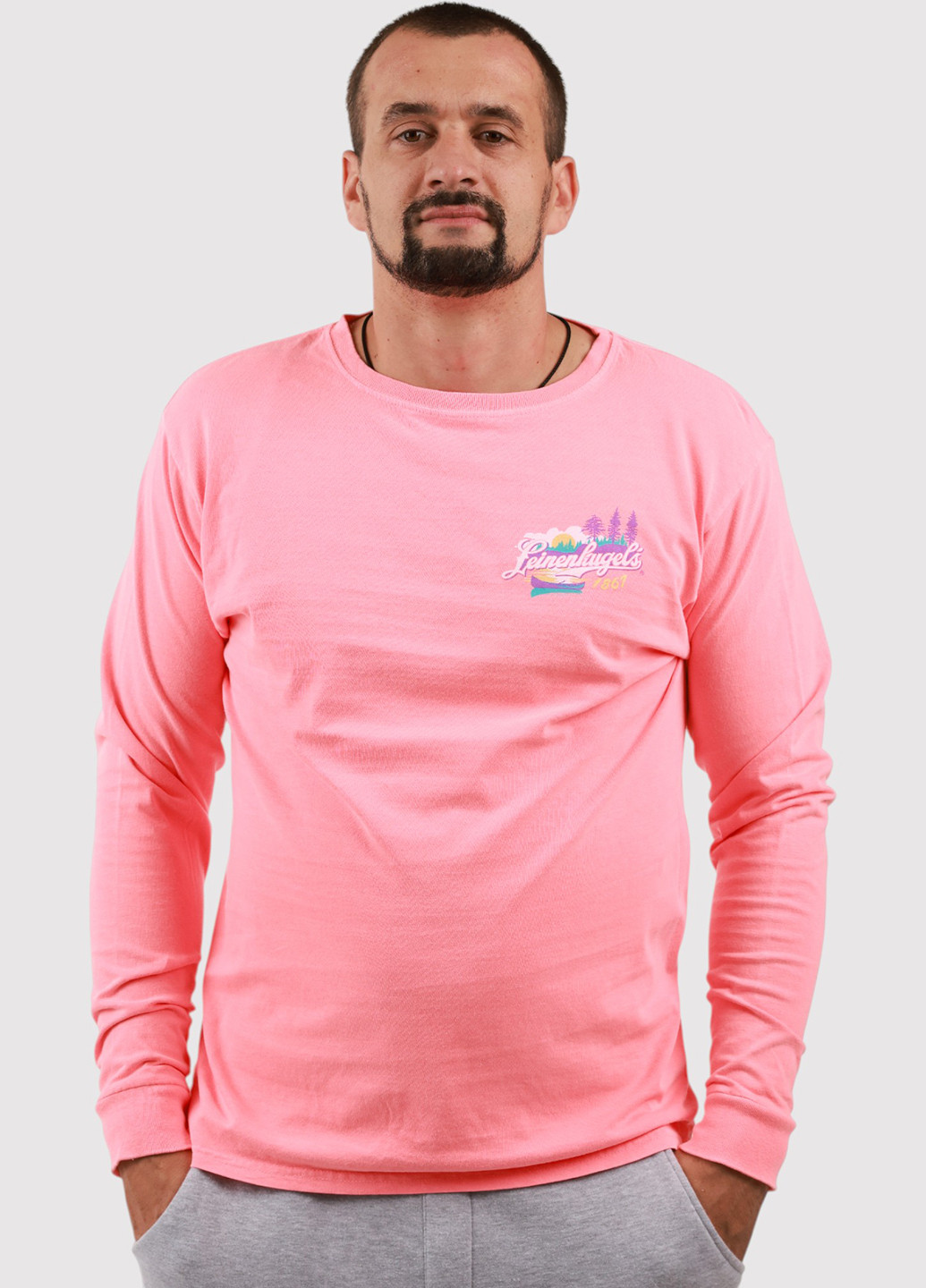 Розовый демисезонный кэжуал лонгслив Blue 84 с рисунком