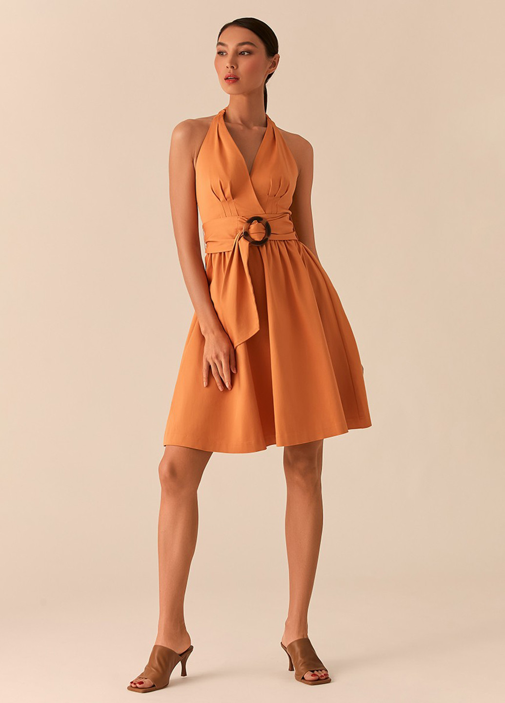 Оранжевое кэжуал платье клеш LOVE REPUBLIC
