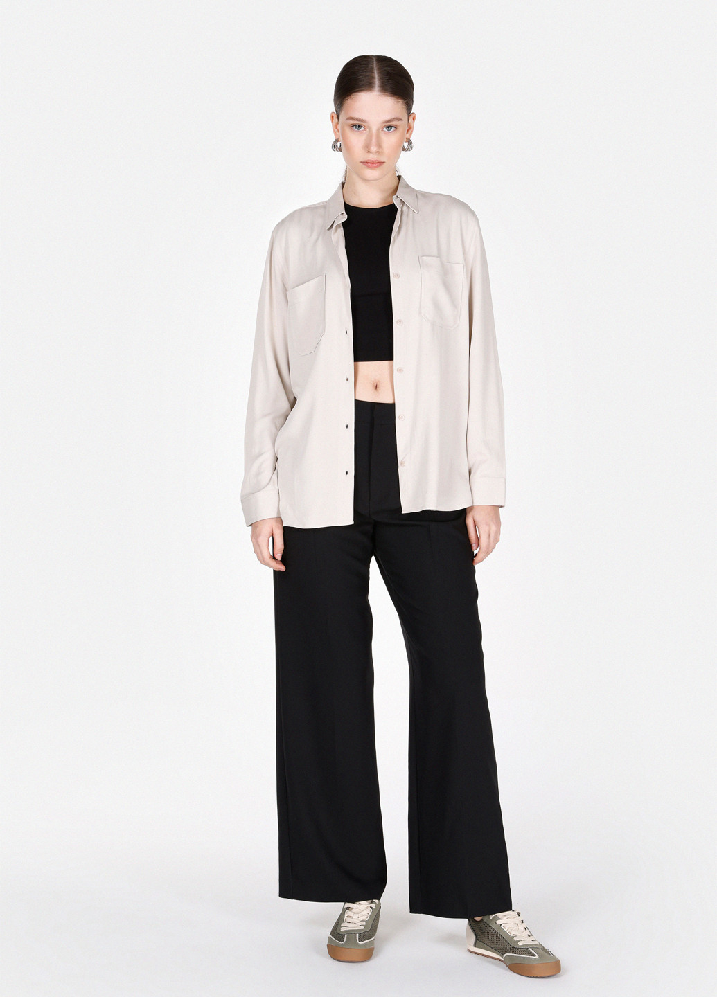 Светло-бежевая кэжуал рубашка однотонная Colin's