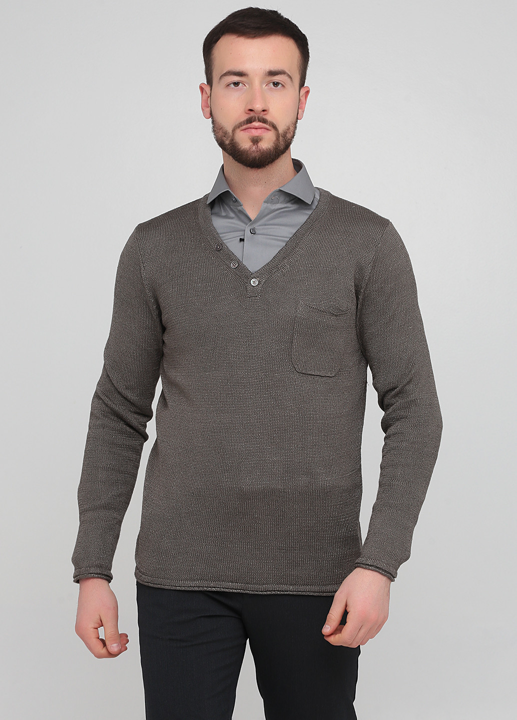 Серо-коричневый демисезонный пуловер пуловер Drykorn