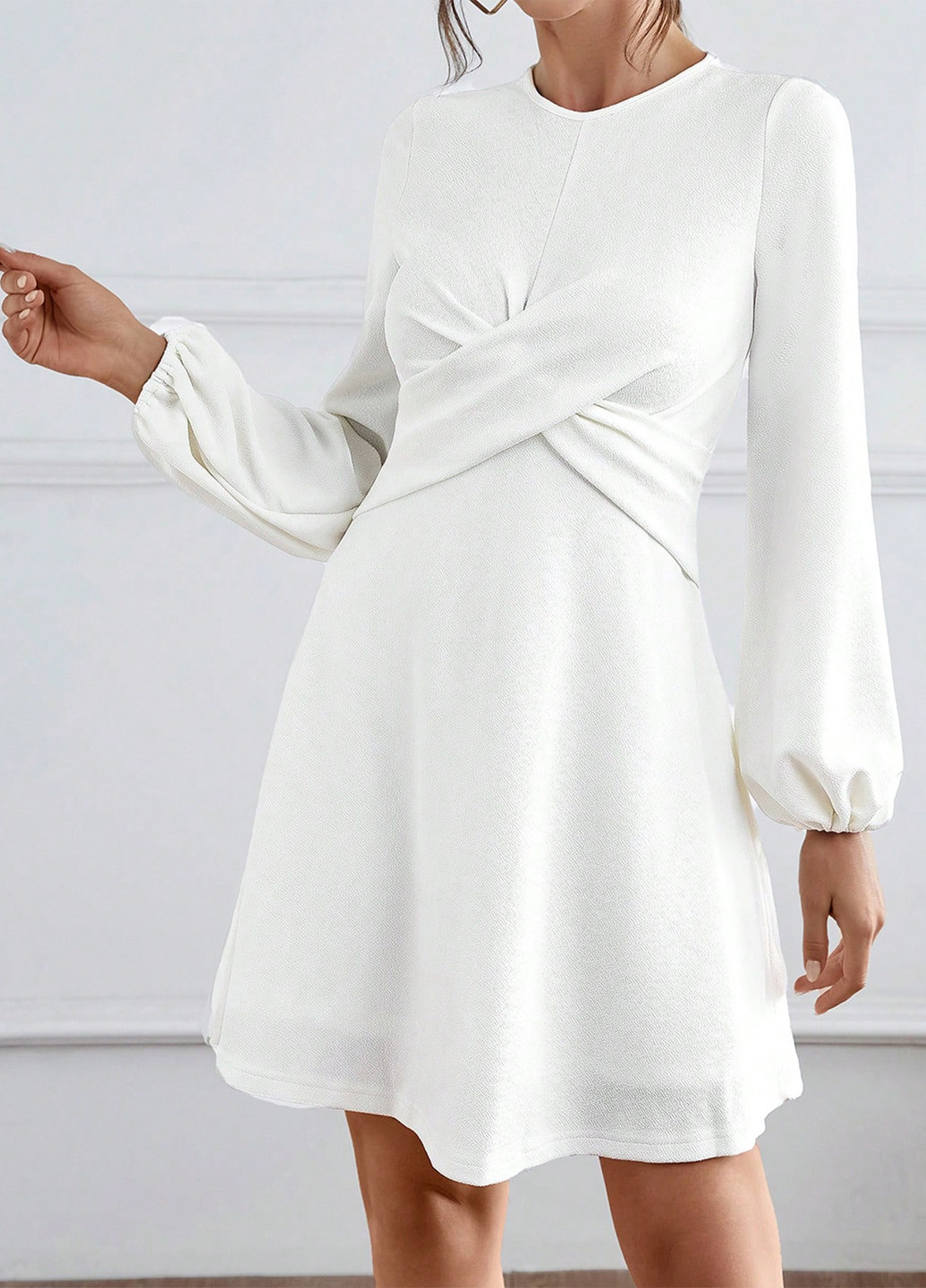 Белое кэжуал платье а-силуэт SHEIN однотонное