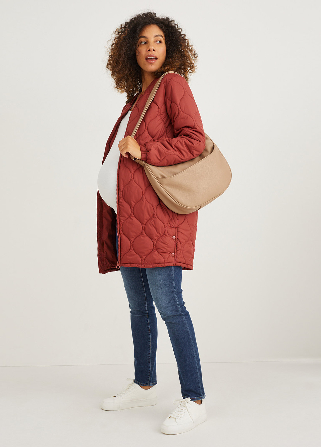 Терракотовая демисезонная куртка для беременных C&A