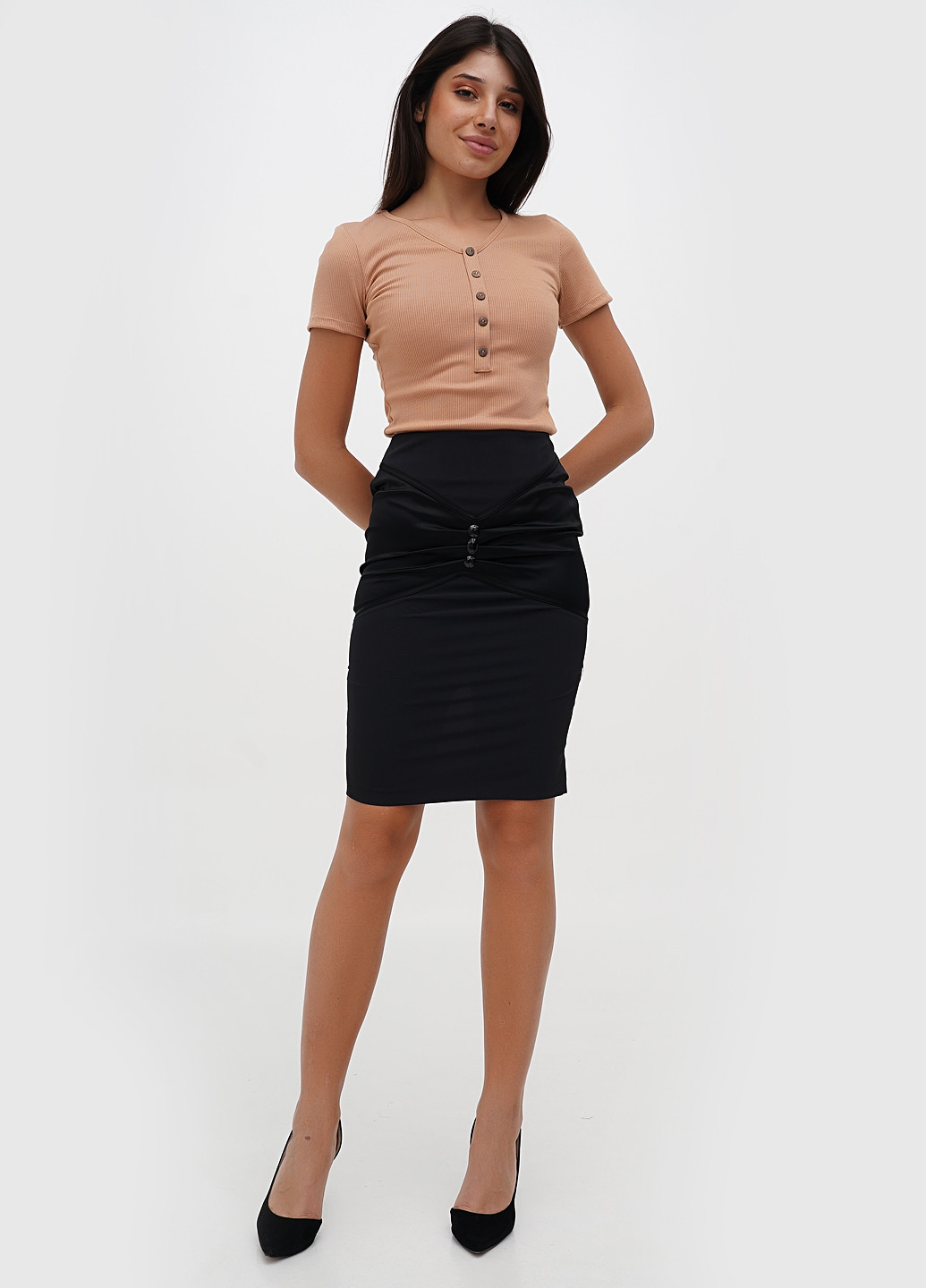 Черная кэжуал однотонная юбка Sassofono карандаш