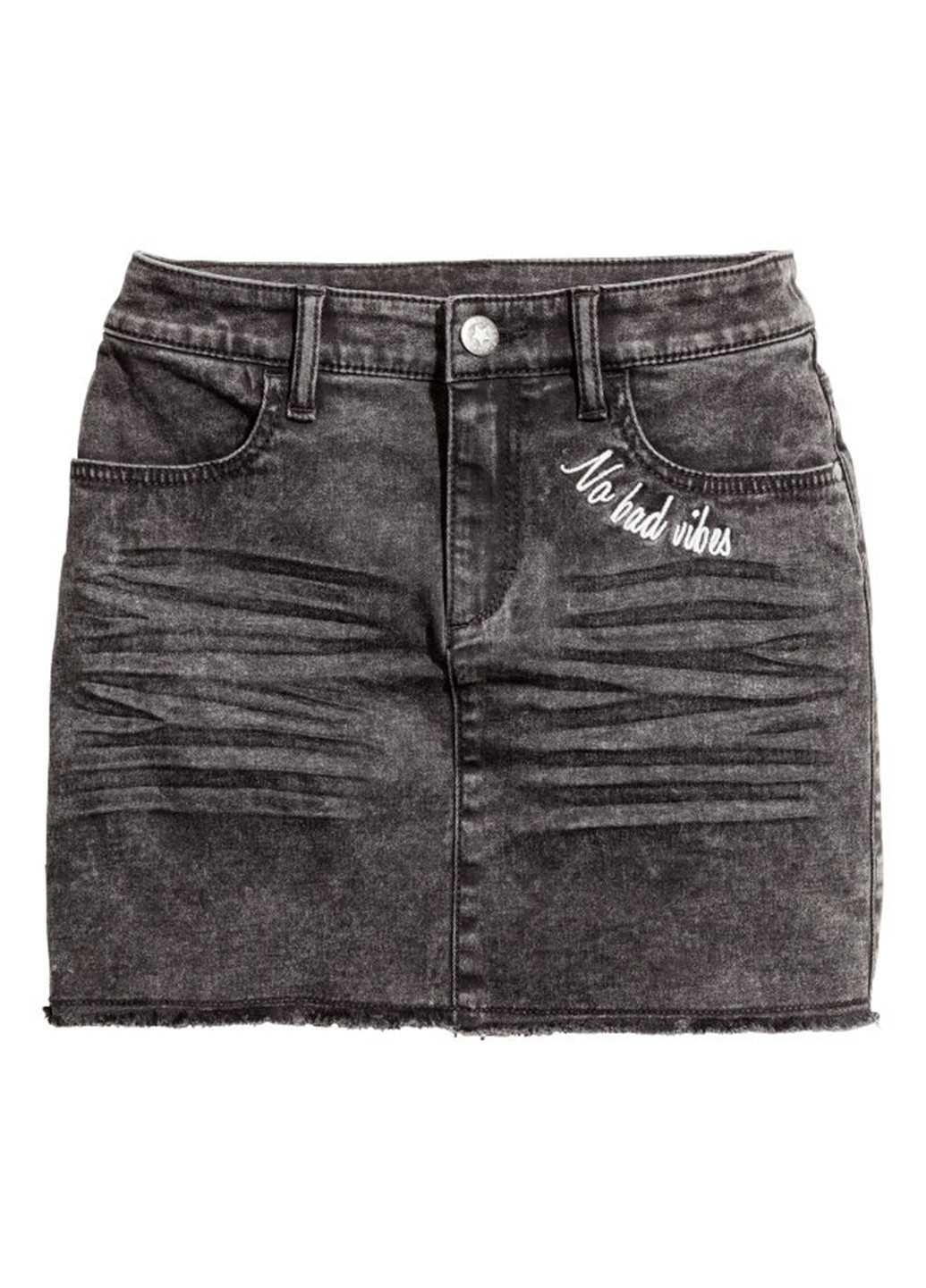 Черная джинсовая с надписью юбка H&M мини