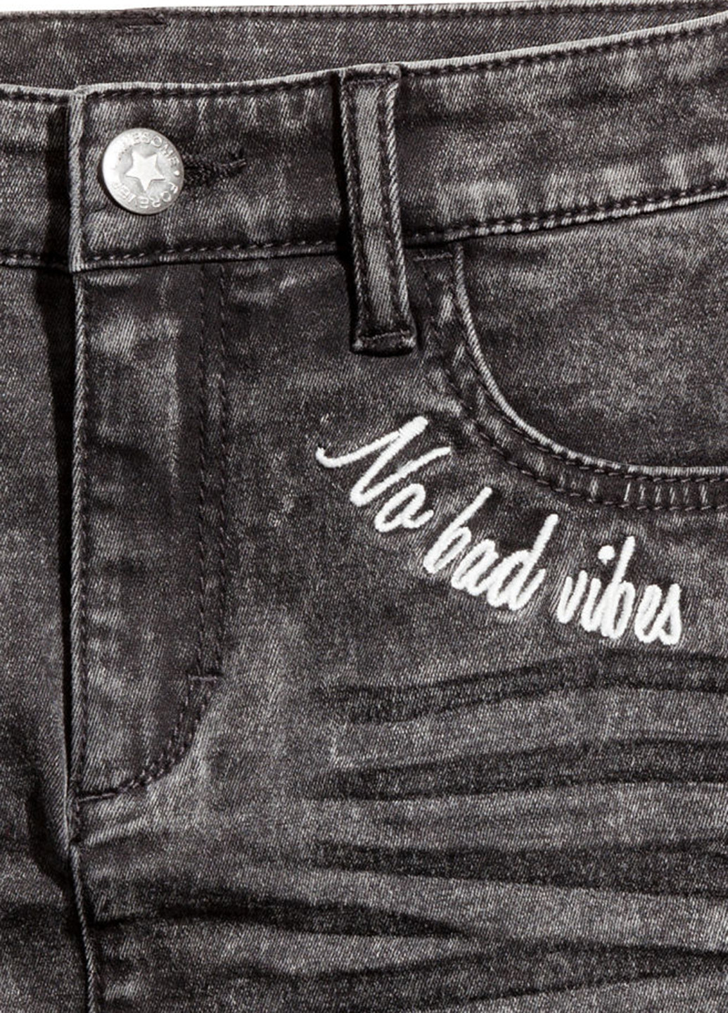 Черная джинсовая с надписью юбка H&M мини