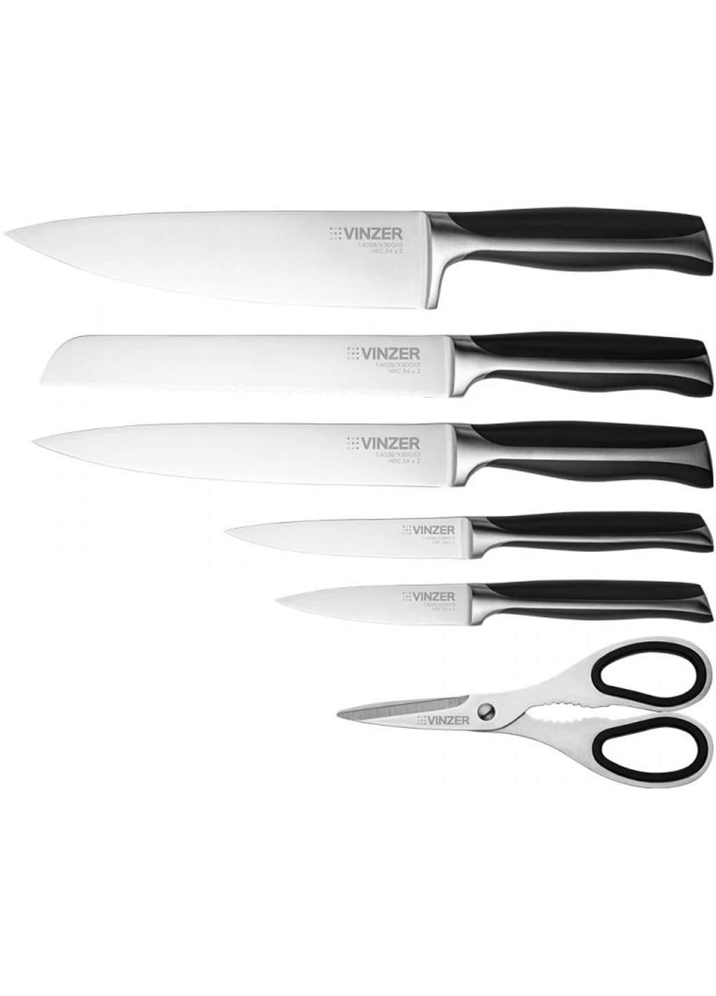 Набор ножей Chef 7 предметов Vinzer чёрные, древесина