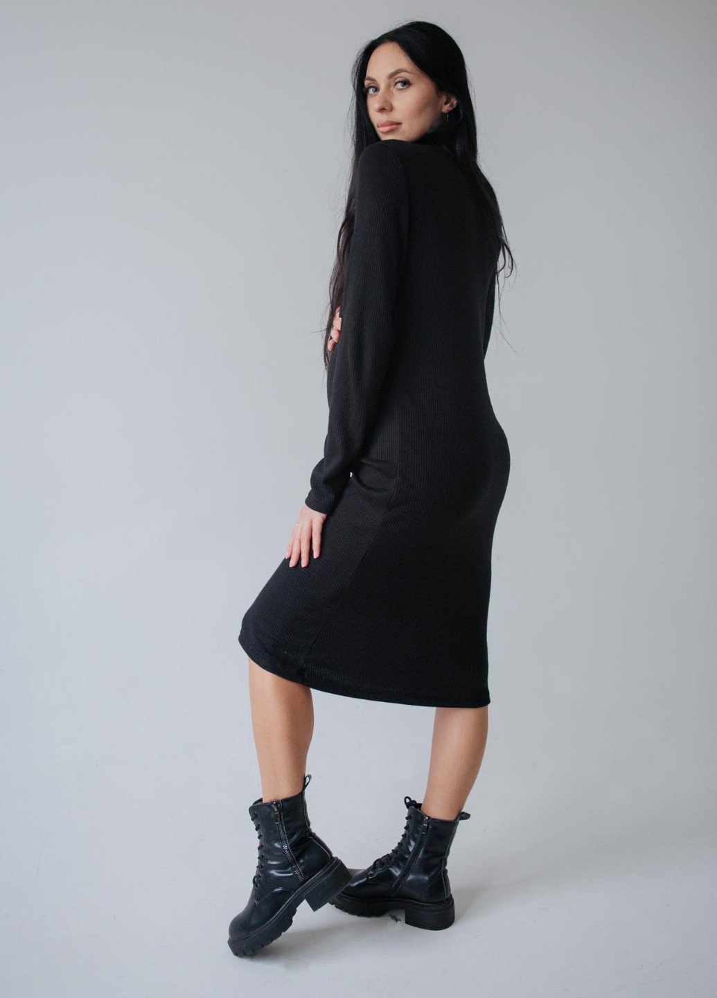 Черное платье для беременных и секретом для кормления HN