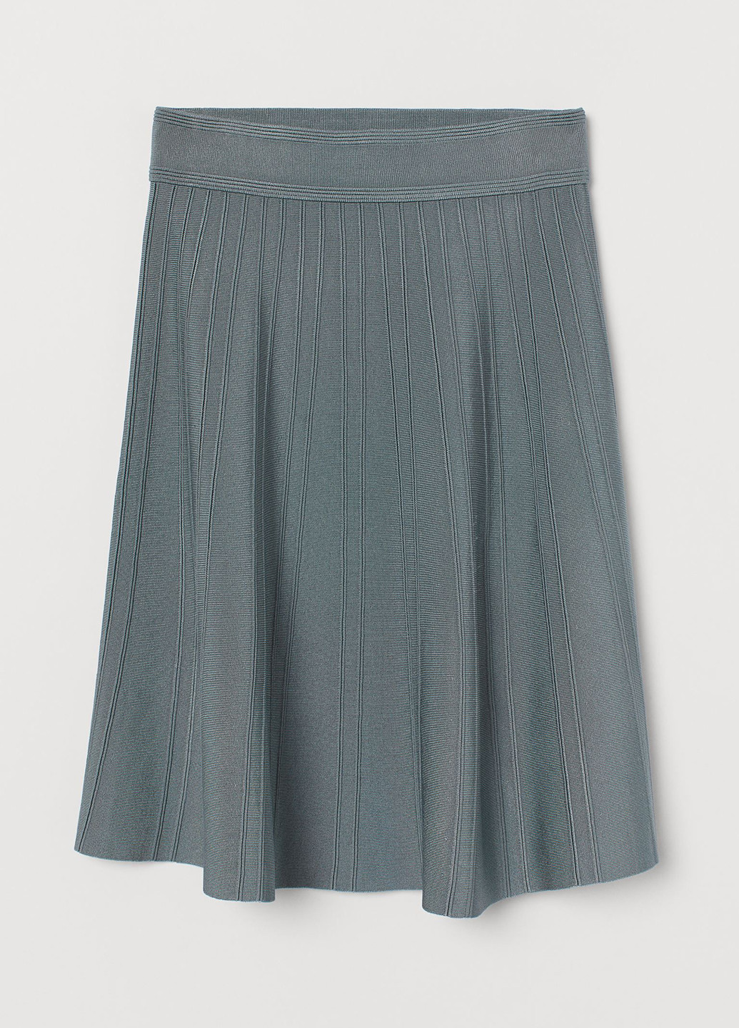 Серо-голубая кэжуал однотонная юбка H&M клешированная