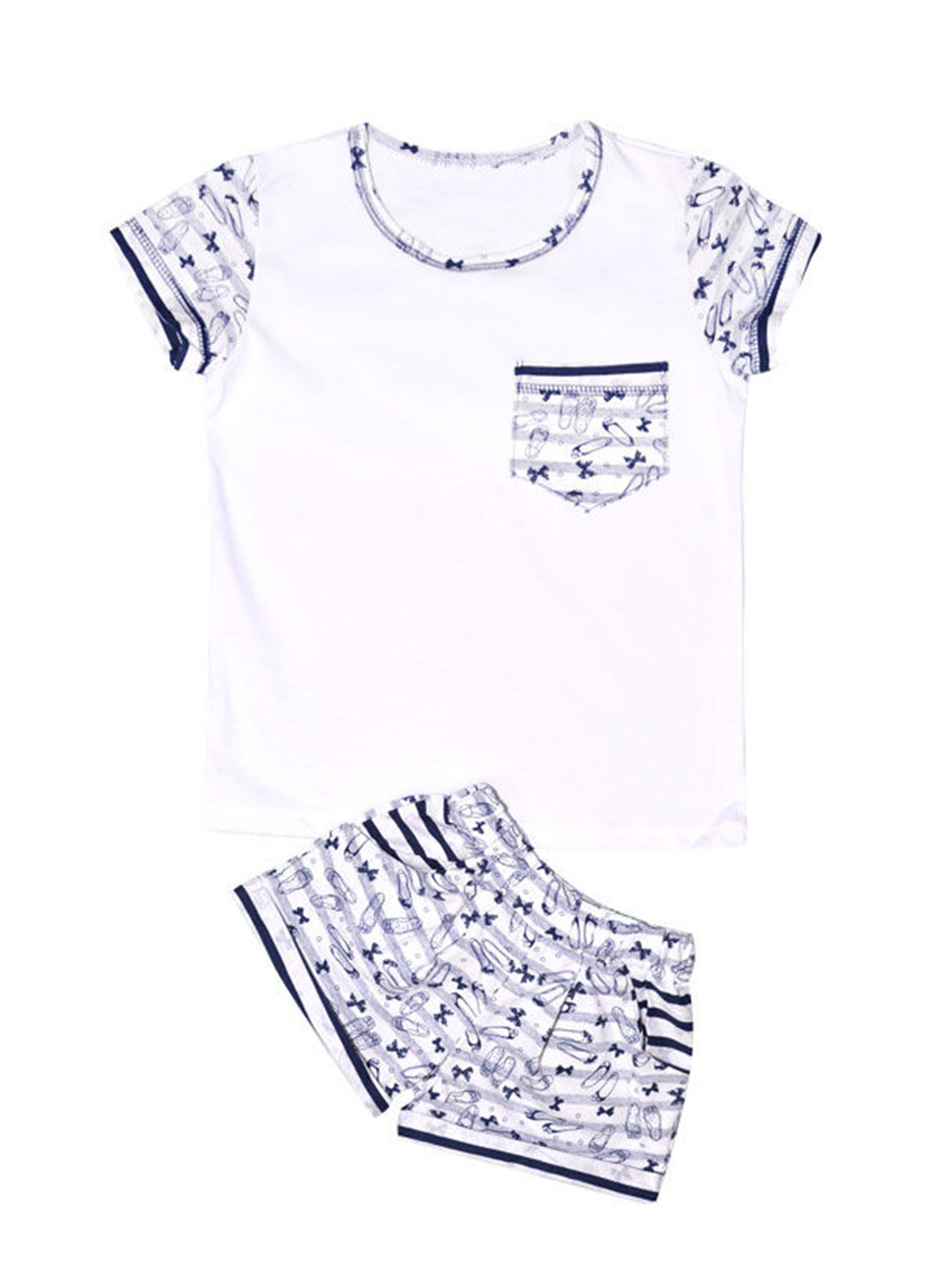 Белый летний комплект (футболка, шорты) Blanka