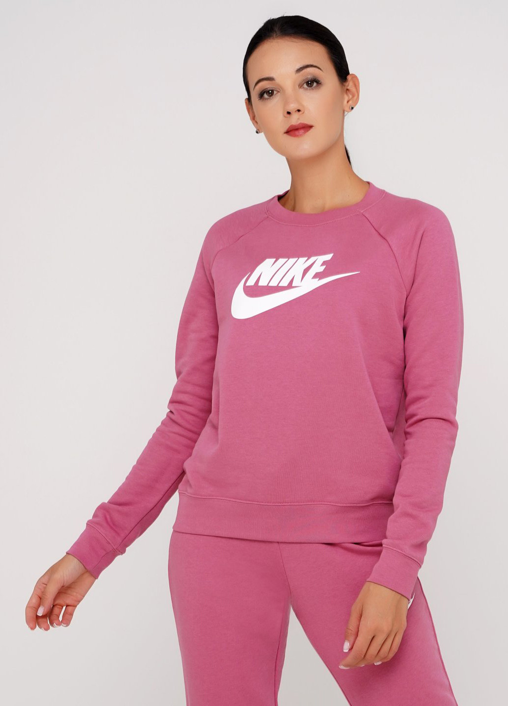 Свитшот Nike - Прямой крой логотип розовый спортивный хлопок - (206209693)