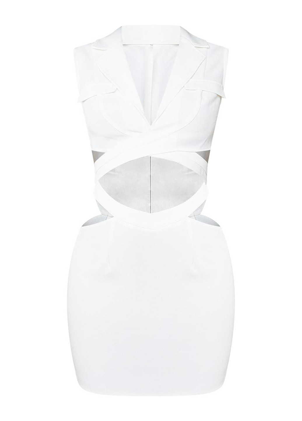 Белое коктейльное платье на запах, платье-жакет, футляр PrettyLittleThing однотонное