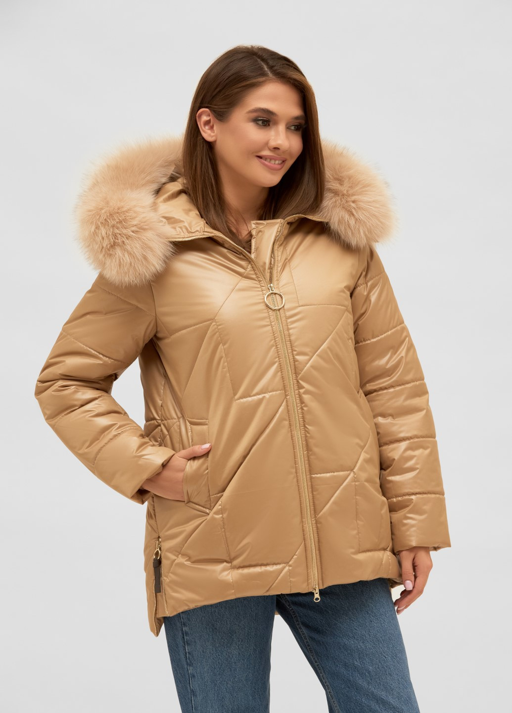 Светло-коричневая зимняя куртка MN