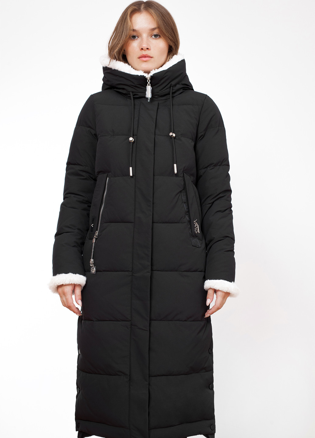 Черная зимняя куртка куртка-пальто Visdeer
