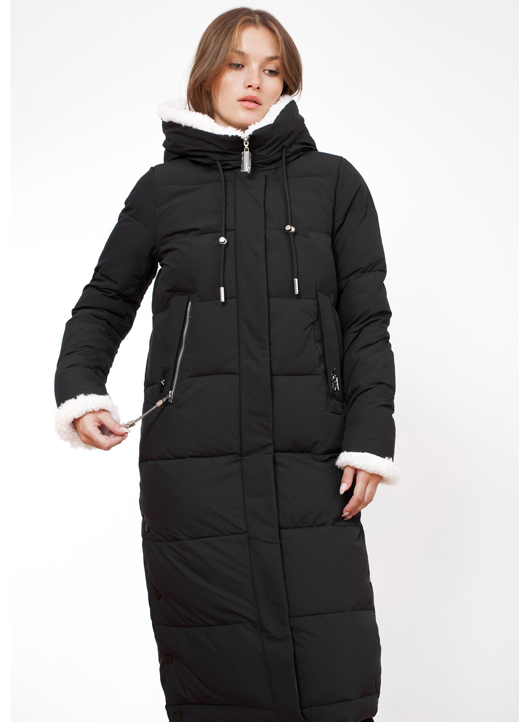 Черная зимняя куртка куртка-пальто Visdeer