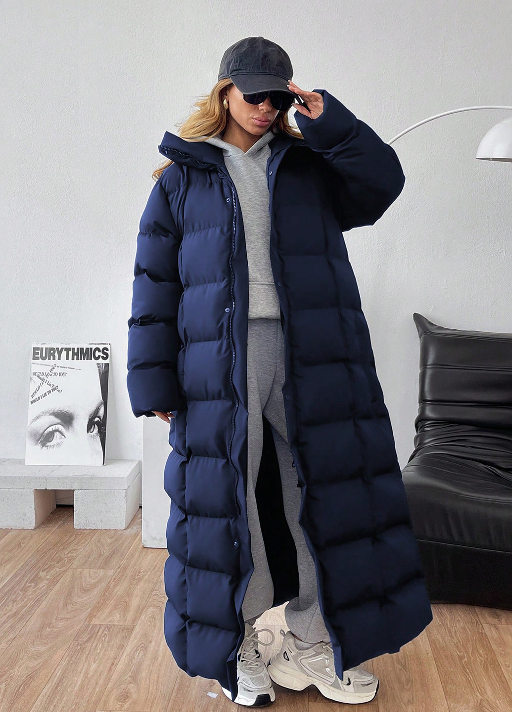 Темно-синя зимня куртка куртка-пальто SHEIN