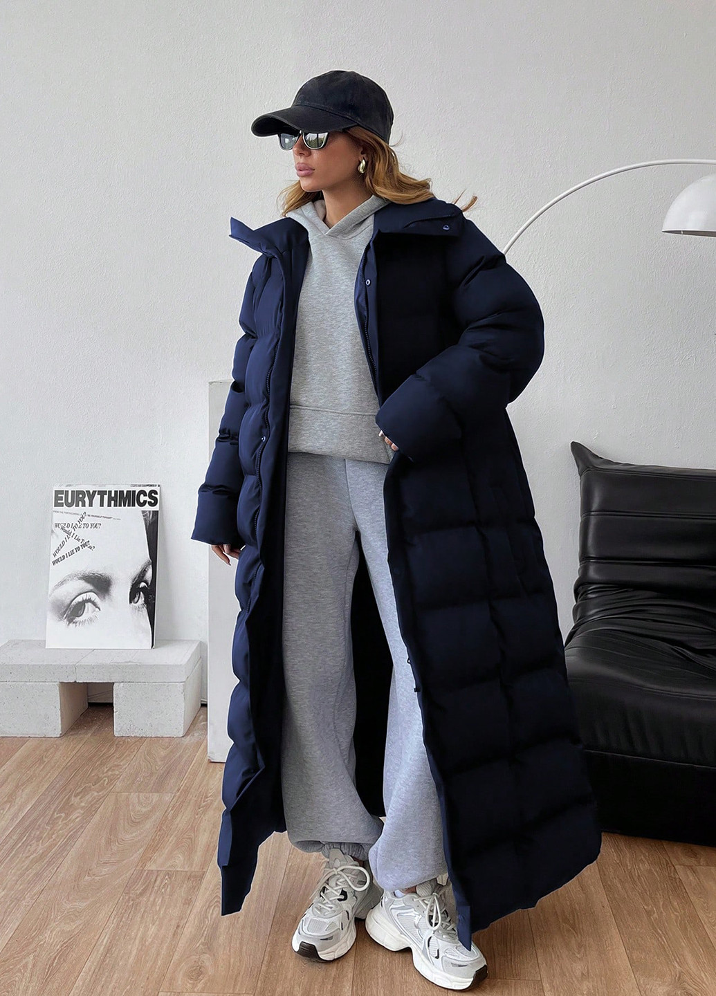 Темно-синя зимня куртка куртка-пальто SHEIN
