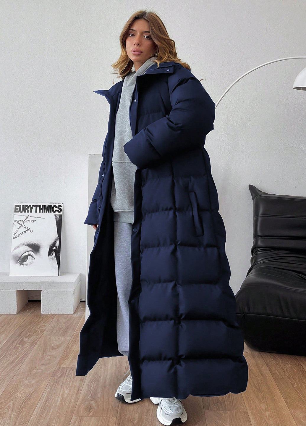 Темно-синя зимня куртка куртка-пальто SHEIN