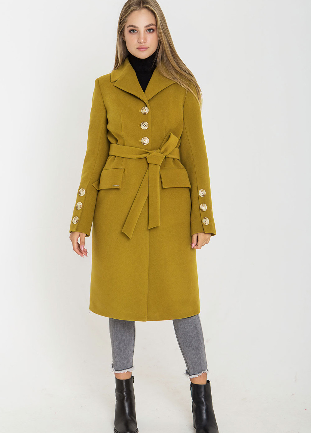 Оливкове демісезонне Пальто однобортне O`zona milano