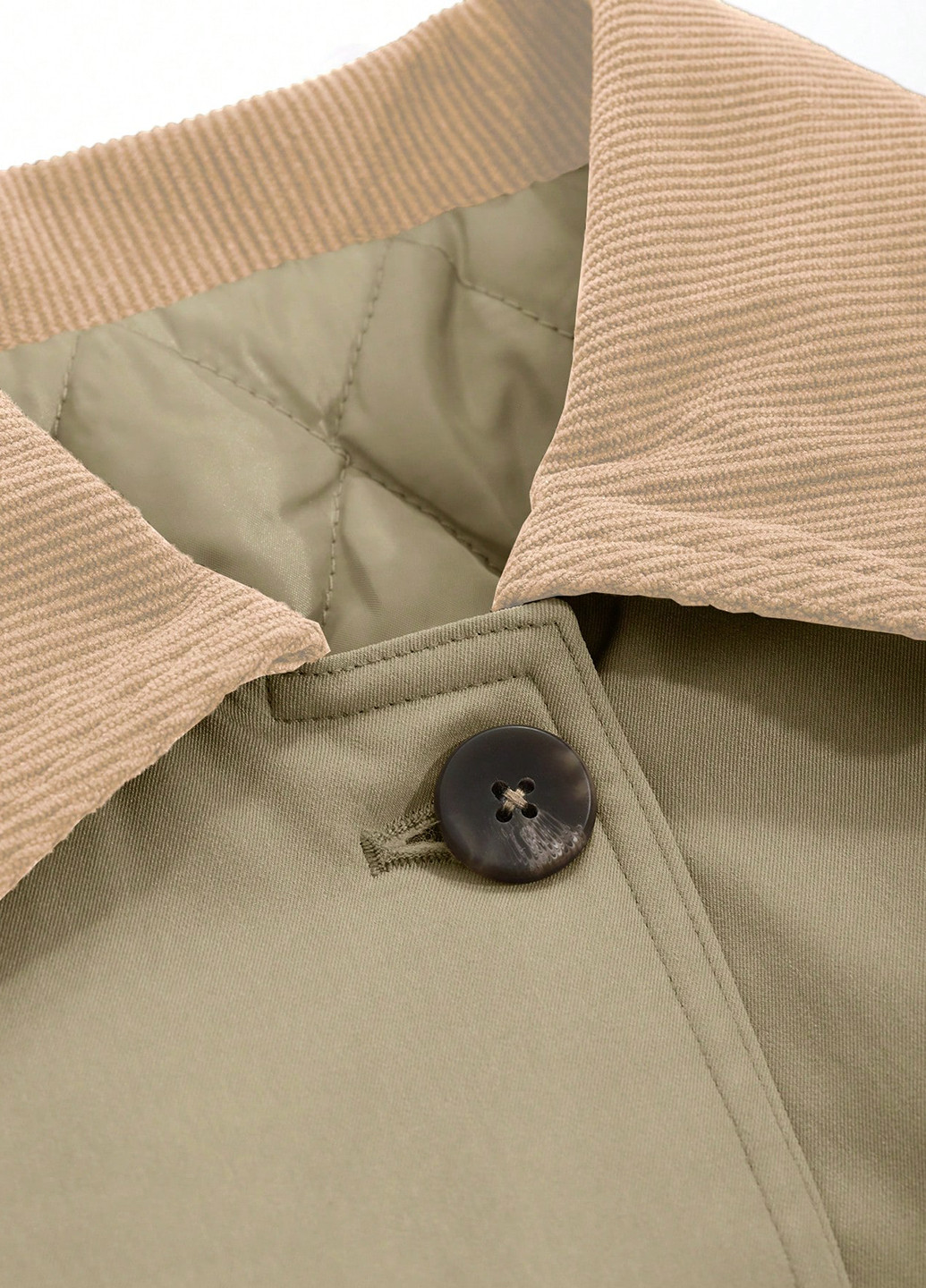 Оливковое (хаки) демисезонное Пальто SHEIN