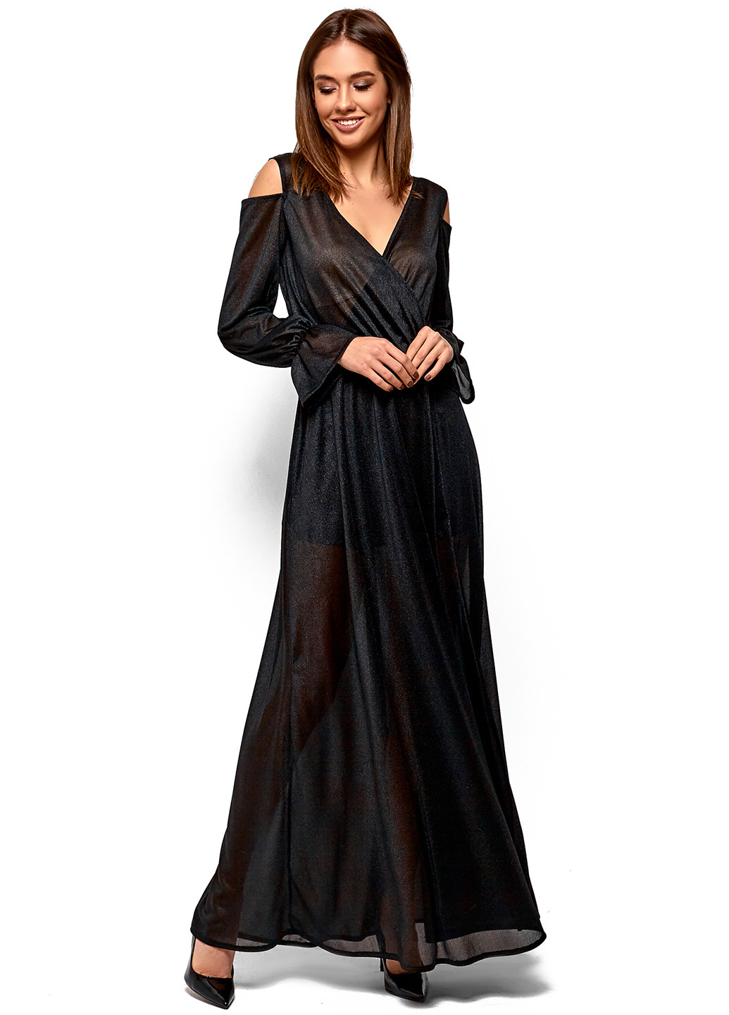 Черное вечернее платье Karree однотонное