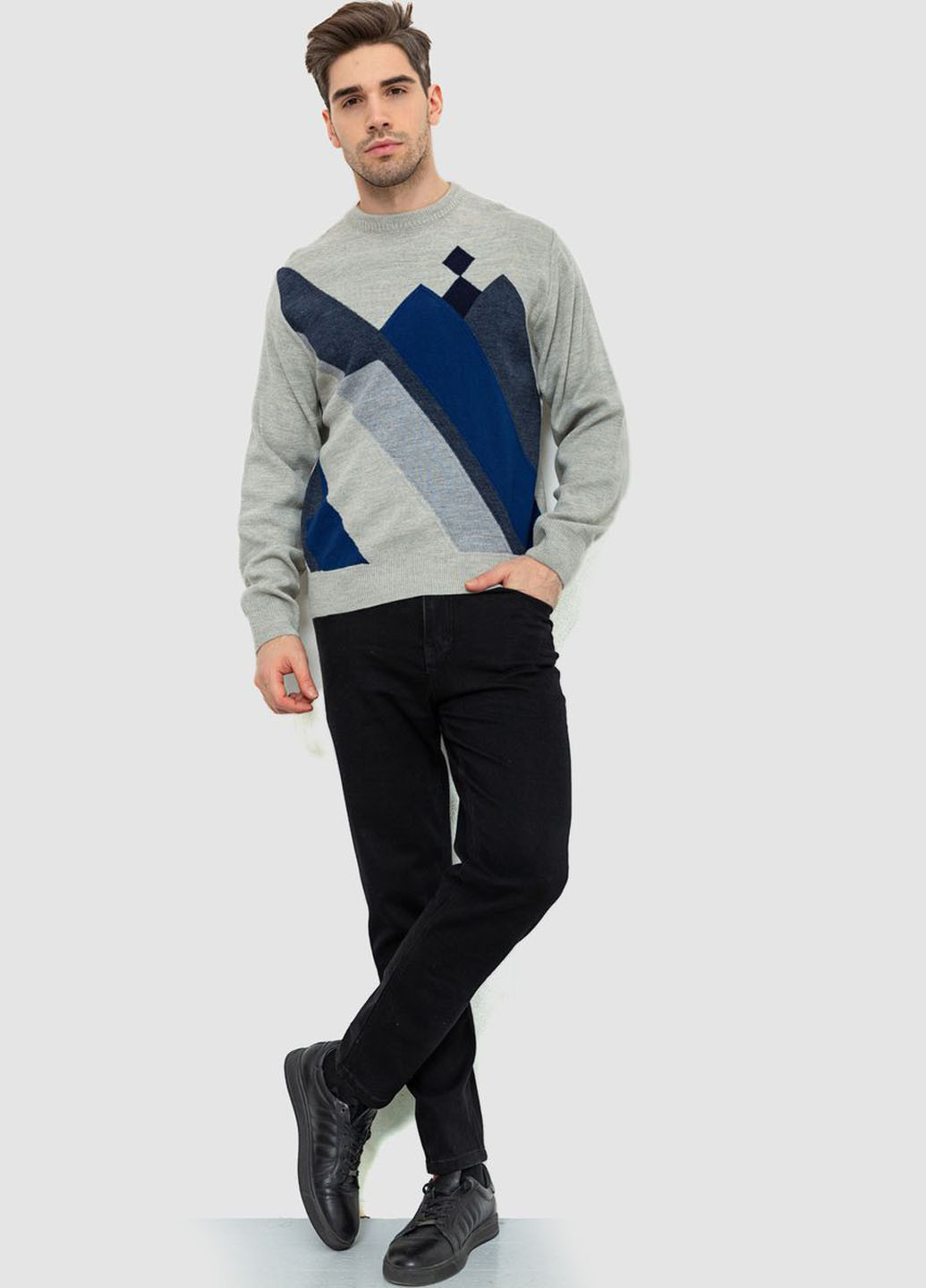 Серо-синий демисезонный свитер джемпер Ager