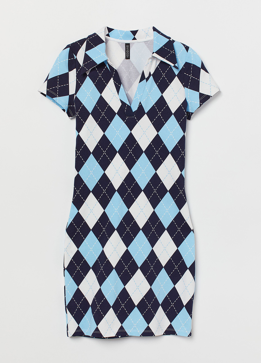 Комбинированное кэжуал платье поло H&M с геометрическим узором