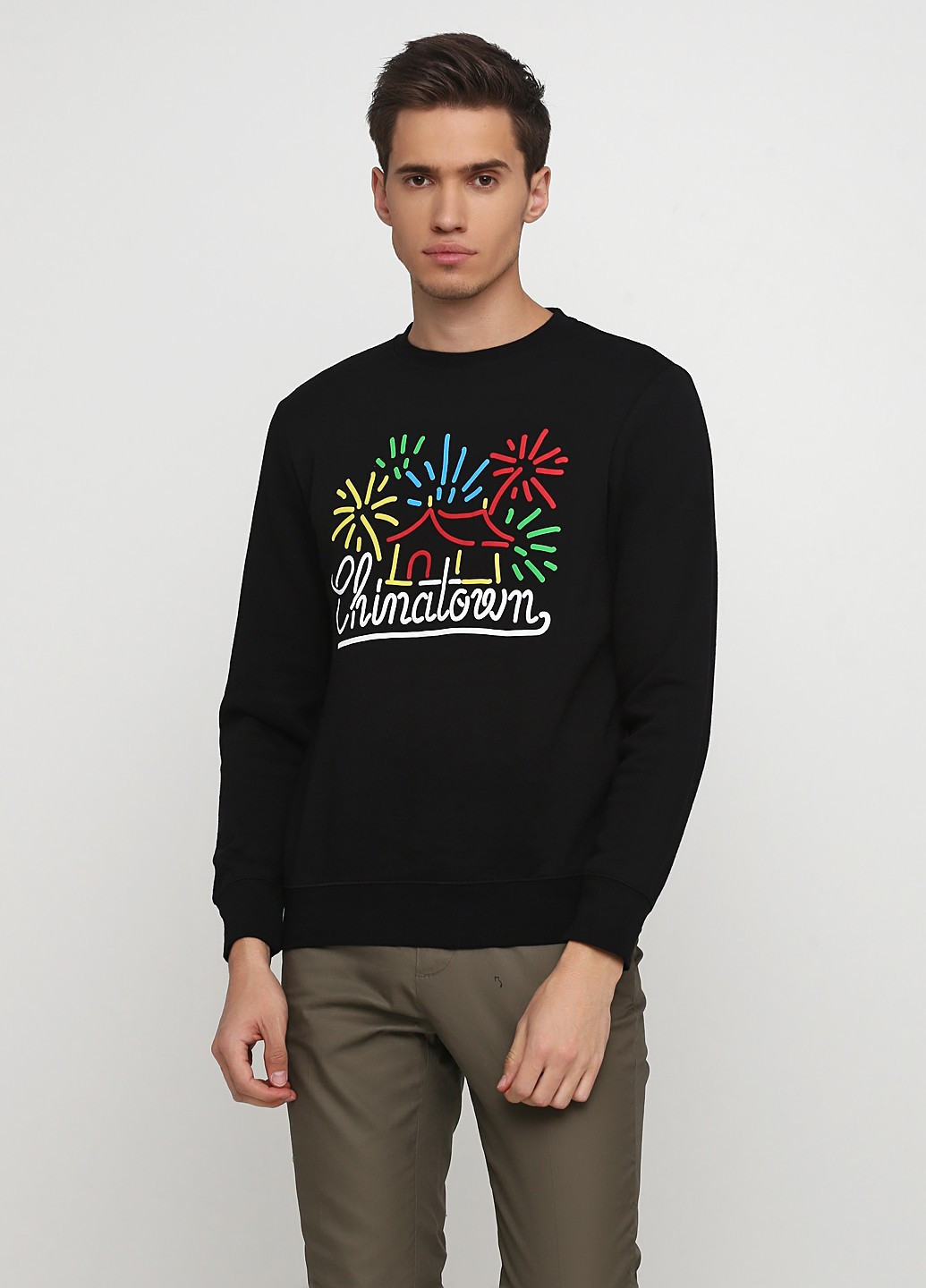 Чорний світшот H&M малюнок без декору (366488461)