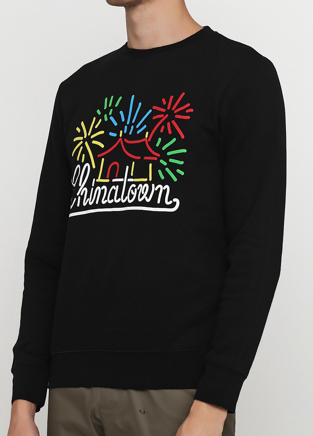 Чорний світшот H&M малюнок без декору (366488461)