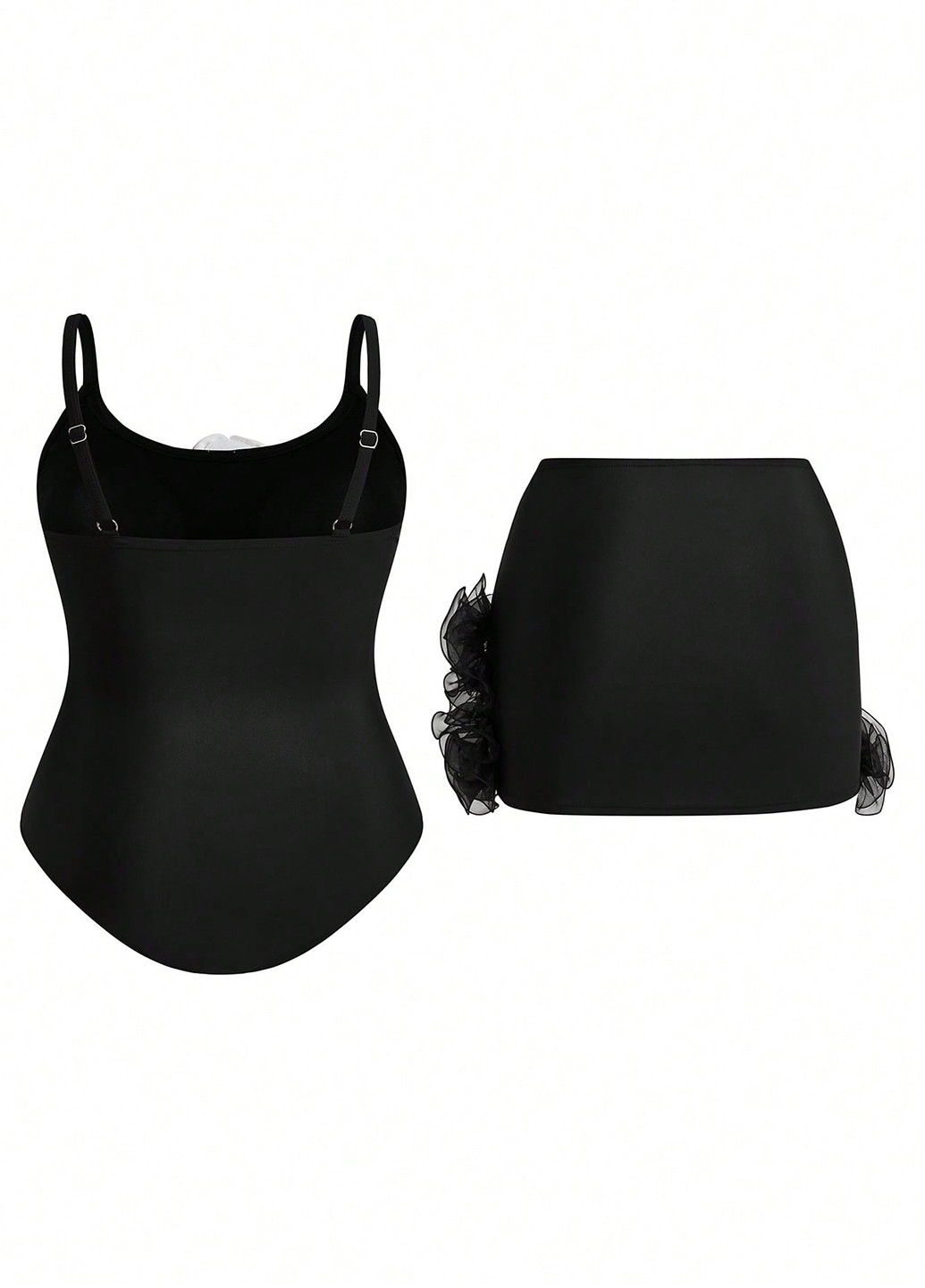 Черный летний комплект (купальник, юбка) SHEIN