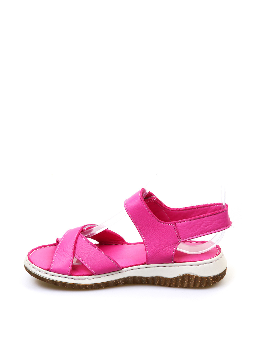 Розовые босоножки Lonza на липучке с белой подошвой