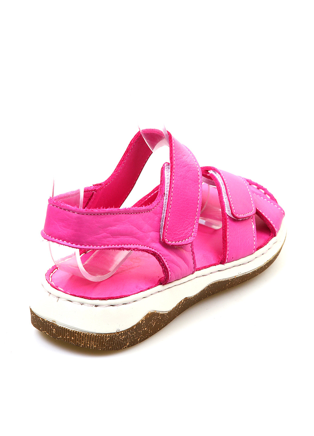 Розовые босоножки Lonza на липучке с белой подошвой