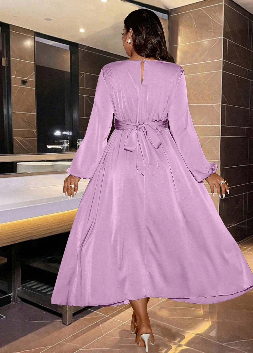 Бузкова вечірня, святковий сукня на запах, кльош SHEIN однотонна