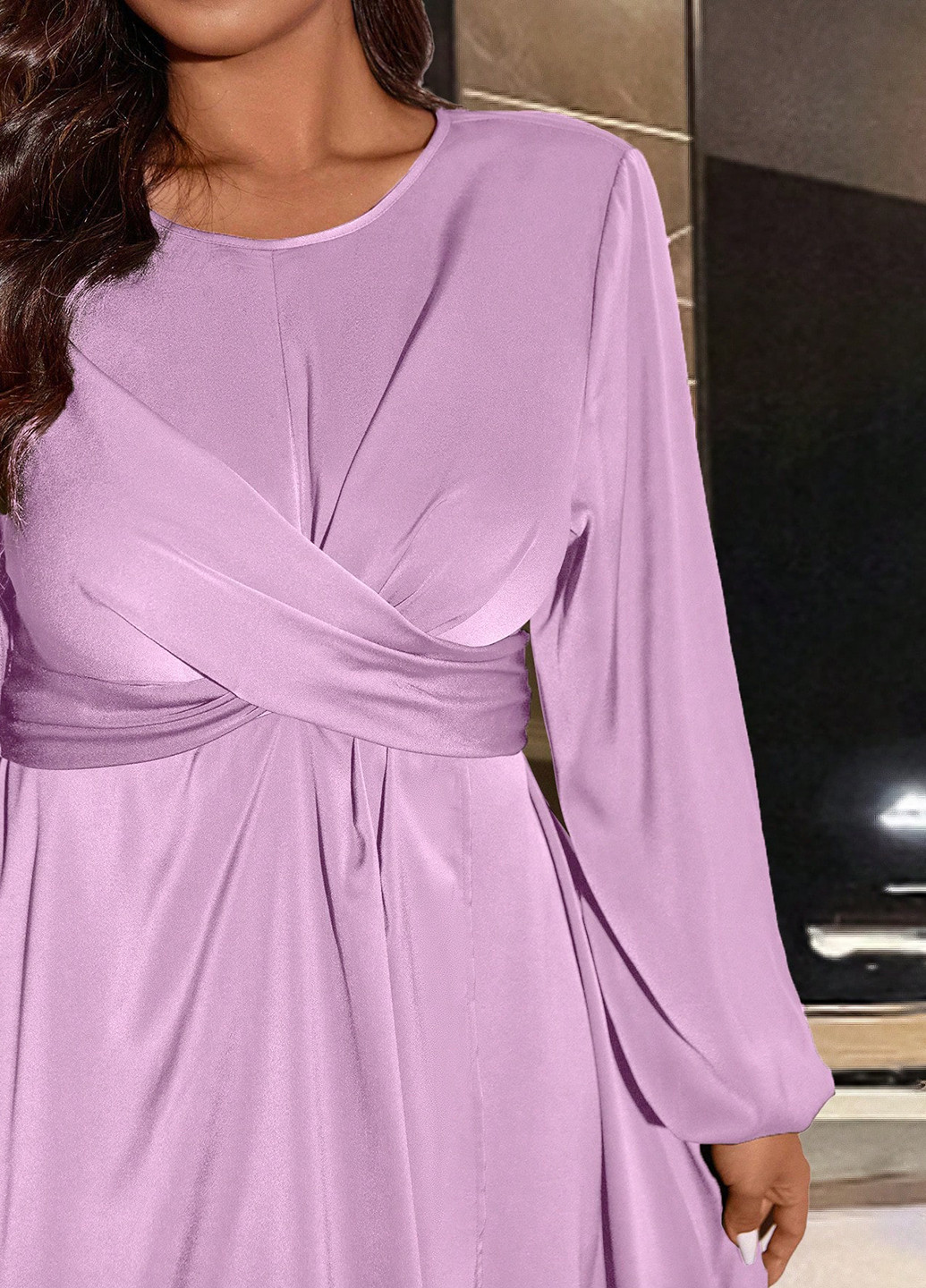 Бузкова вечірня, святковий сукня на запах, кльош SHEIN однотонна