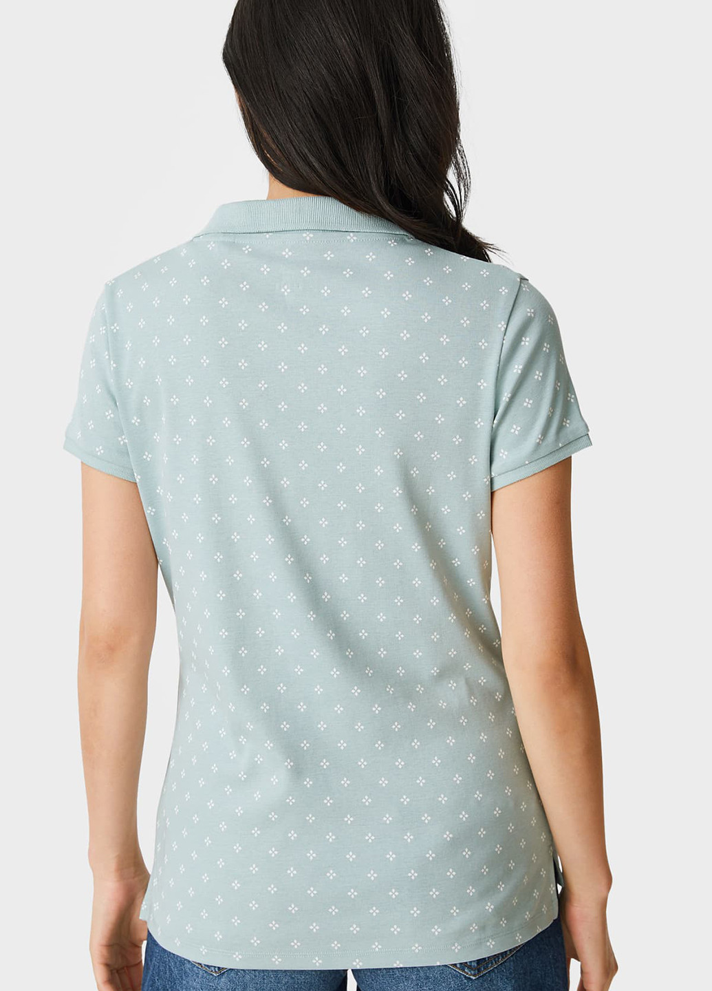 Мятная женская футболка-поло C&A с геометрическим узором