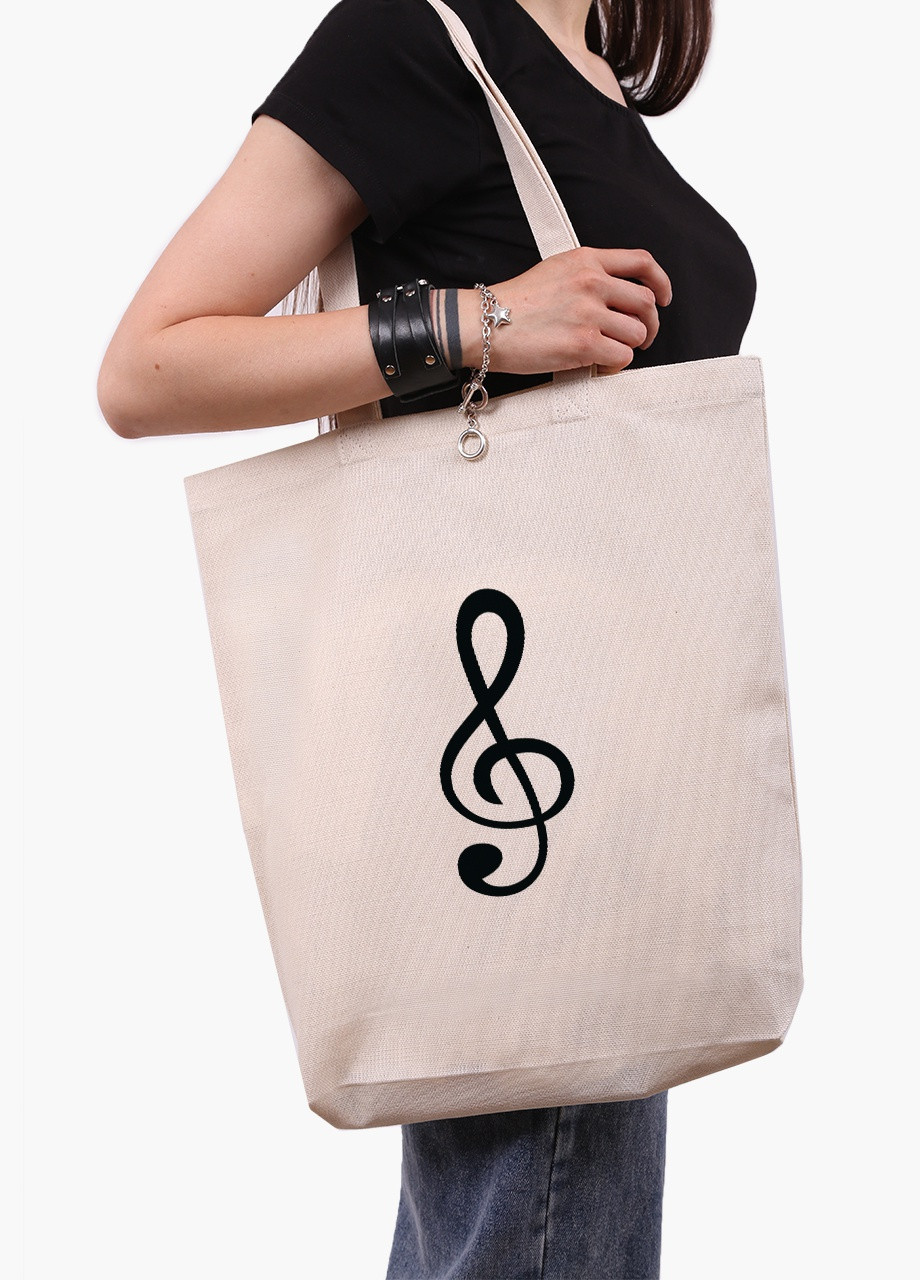 Эко сумка шоппер белая Скрипичный ключ (Treble clef) (9227-2086-WTD) Еко сумка шоппер біла 41*39*8 см MobiPrint (215977373)