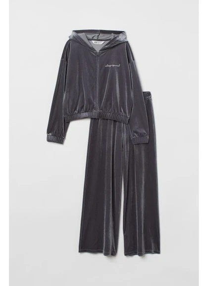 Спортивный костюм (худы на молнии и брюки) 158 см 12-13 г. Темно-серый H&M 9S085 (252297992)