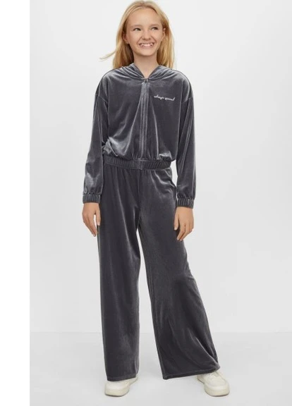 Спортивный костюм (худы на молнии и брюки) 158 см 12-13 г. Темно-серый H&M 9S085 (252297992)
