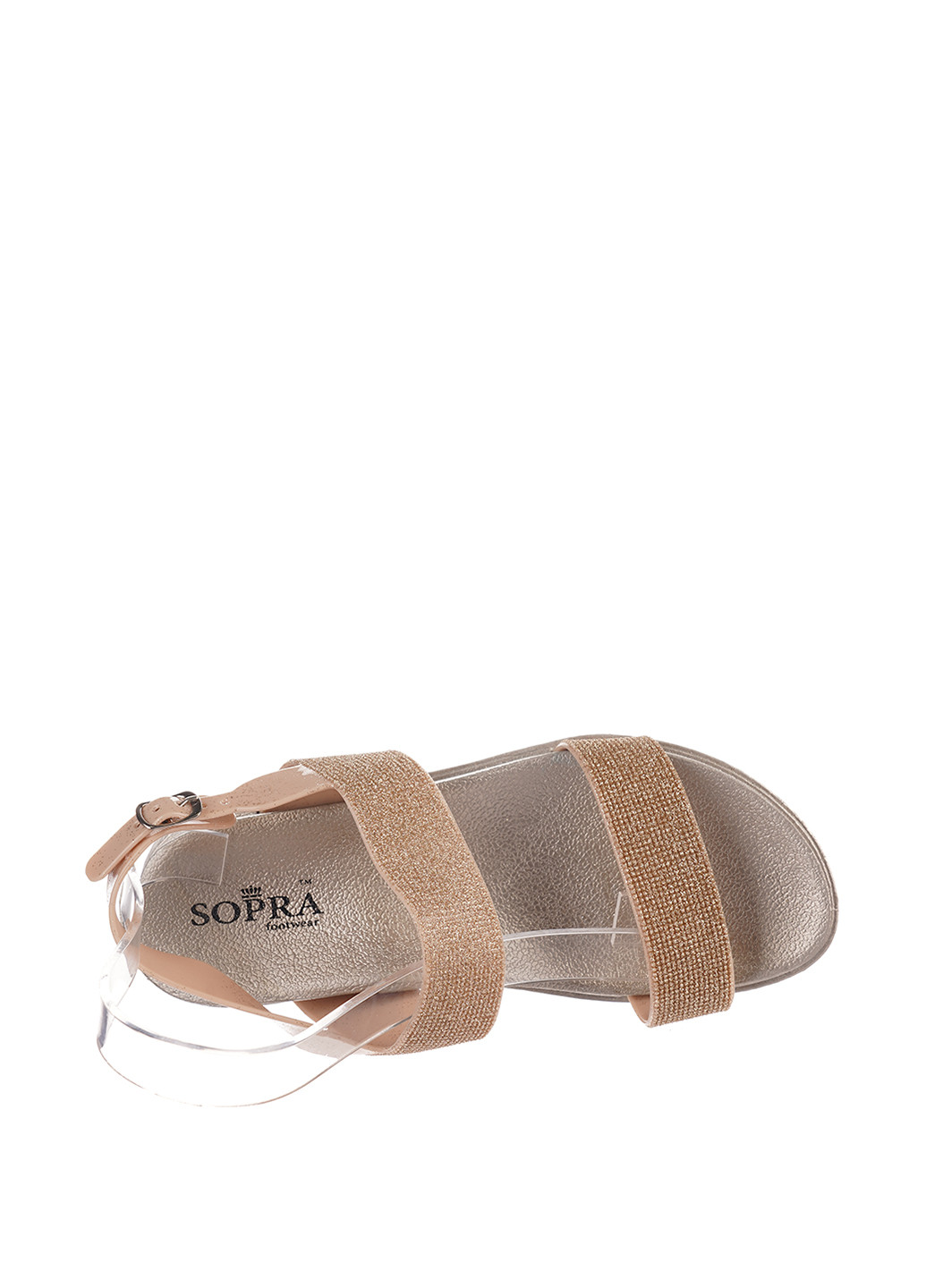 Золотые босоножки Sopra с ремешком со стразами, с белой подошвой
