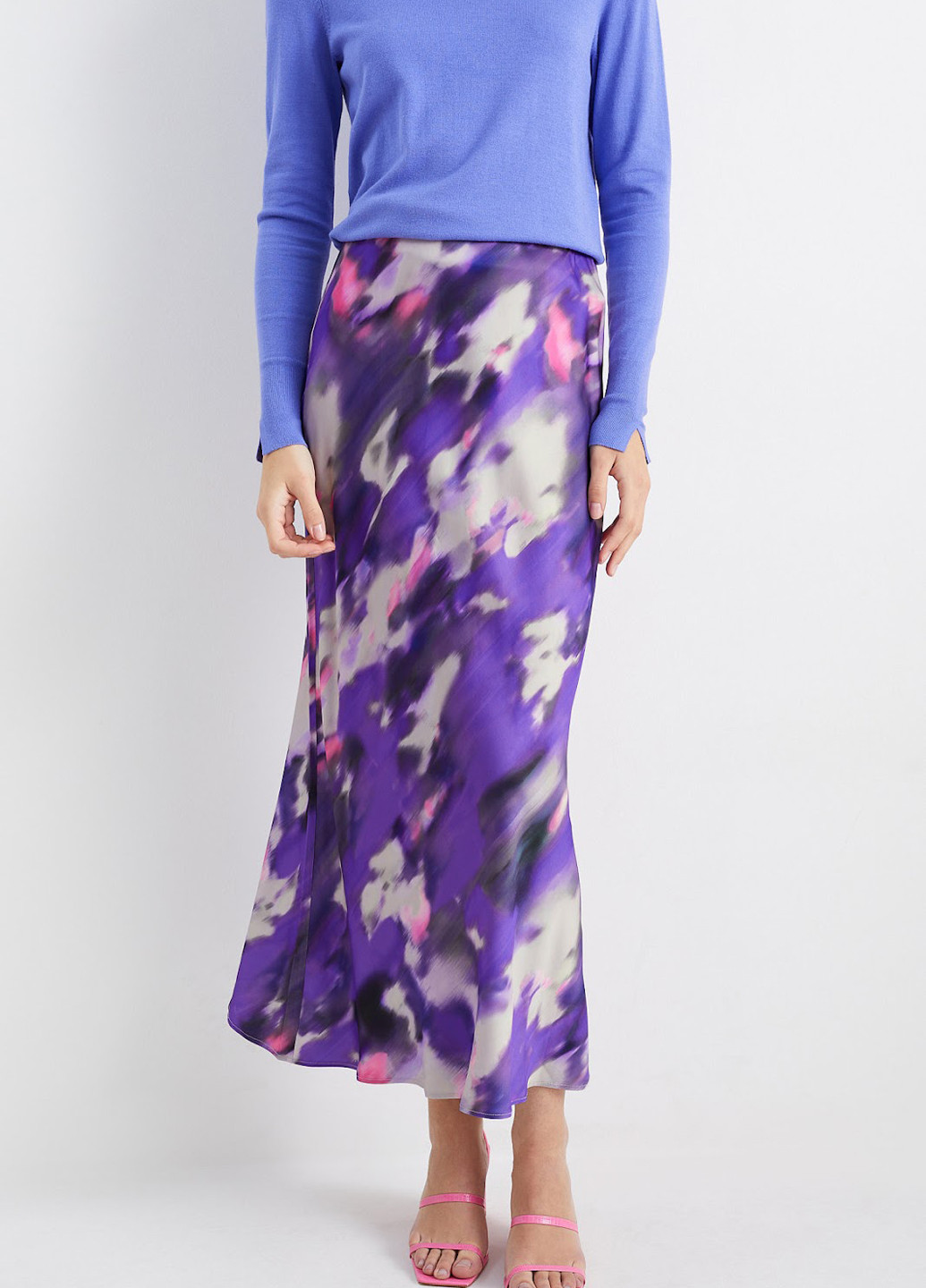 Фиолетовая кэжуал тай-дай юбка C&A а-силуэта (трапеция)