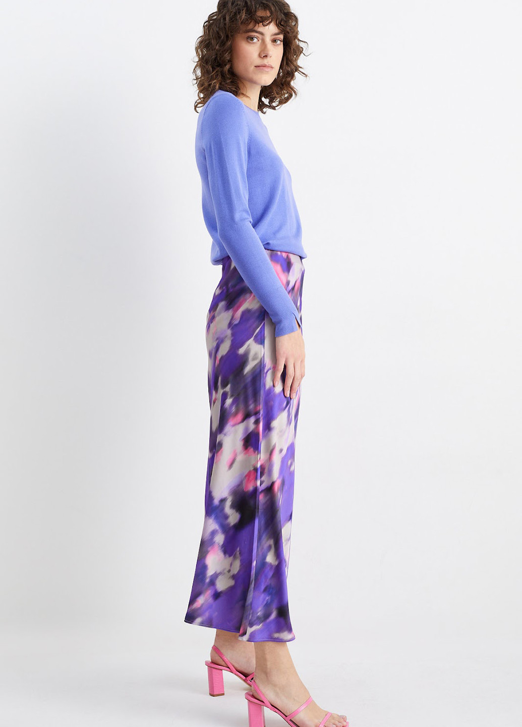 Фиолетовая кэжуал тай-дай юбка C&A а-силуэта (трапеция)