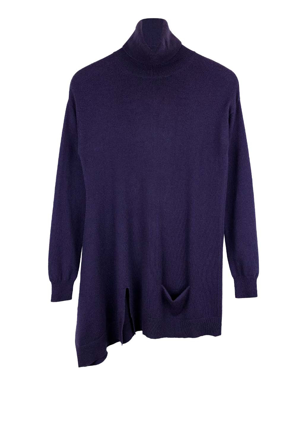 Фиолетовый зимний удлиненный свитер-гольф Stefanel