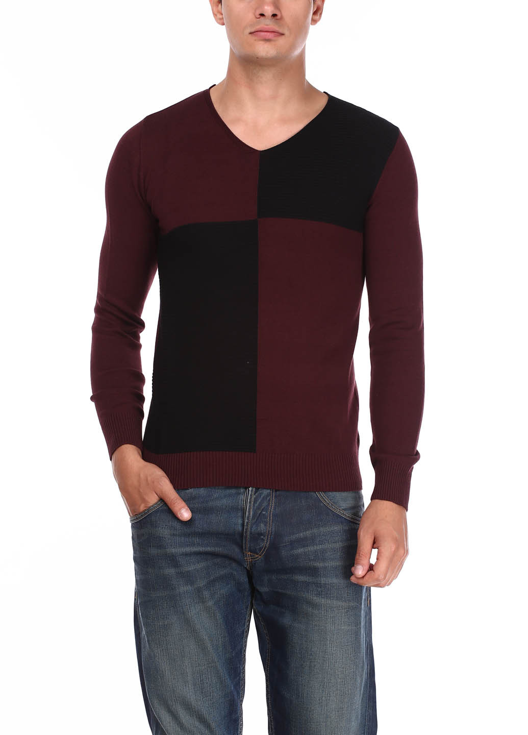 Бордовый демисезонный пуловер пуловер Le Gutti