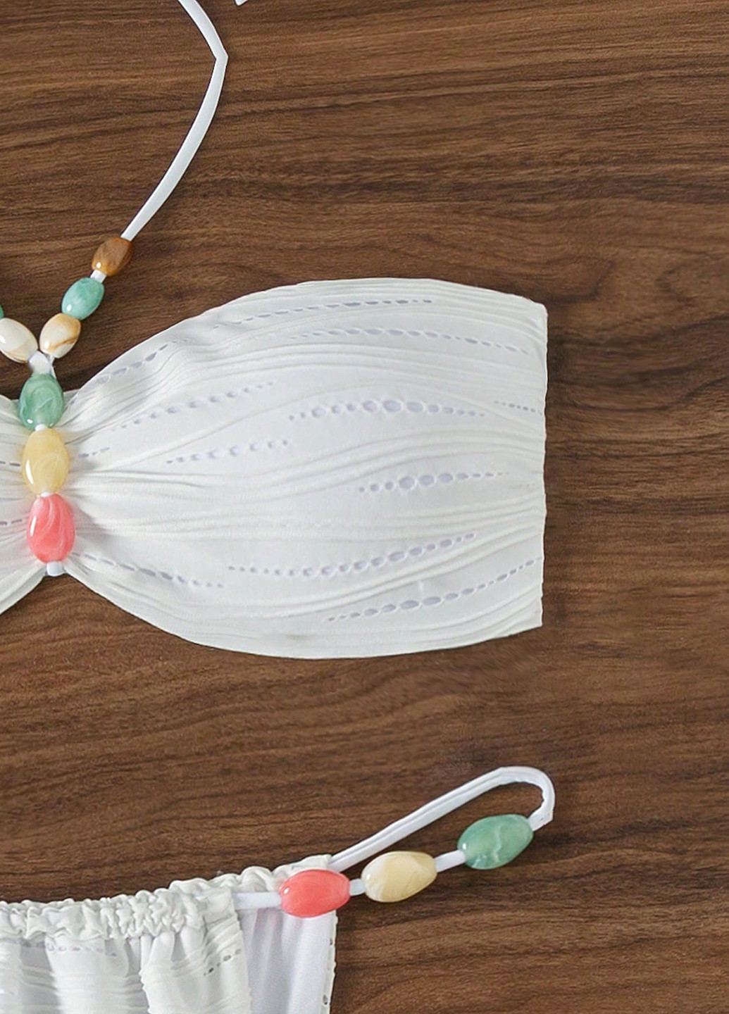 Белый летний купальник (лиф, трусики) раздельный, бандо SHEIN