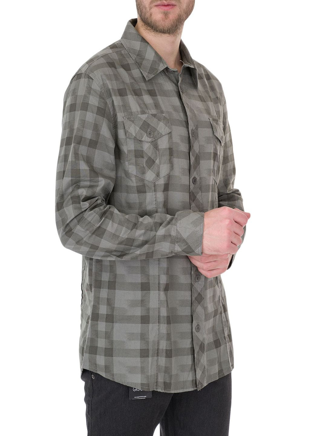 Оливковковая (хаки) кэжуал рубашка E-Bound