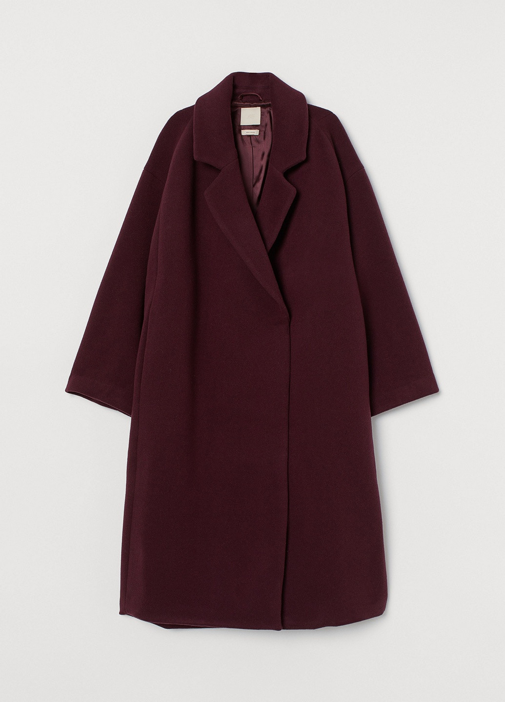 Бордовое демисезонное Пальто шерстяное H&M